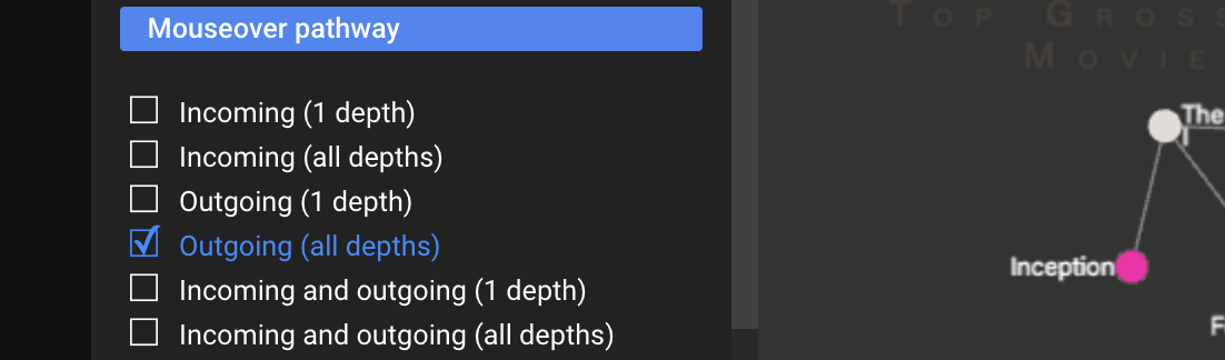 Choose what other nodes light up when you mouseover a node